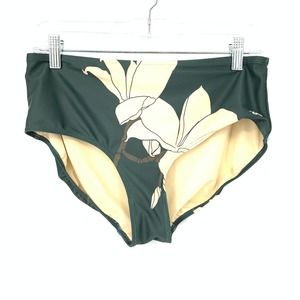 Albion Women's Size M Floral Print Swim Cheeky Bikini Bottom Green/White